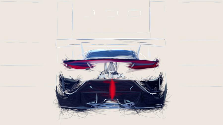 Acura NSX GT3 Draw #5 Digital Art by CarsToon Concept