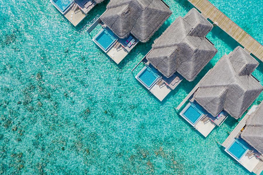 Summer Photograph - Aerial View Of Maldives Island, Luxury #4 by Levente Bodo