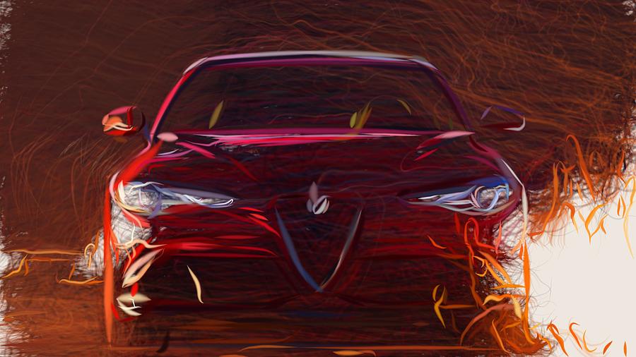 Alfa Romeo Giulia Draw #4 Digital Art by CarsToon Concept
