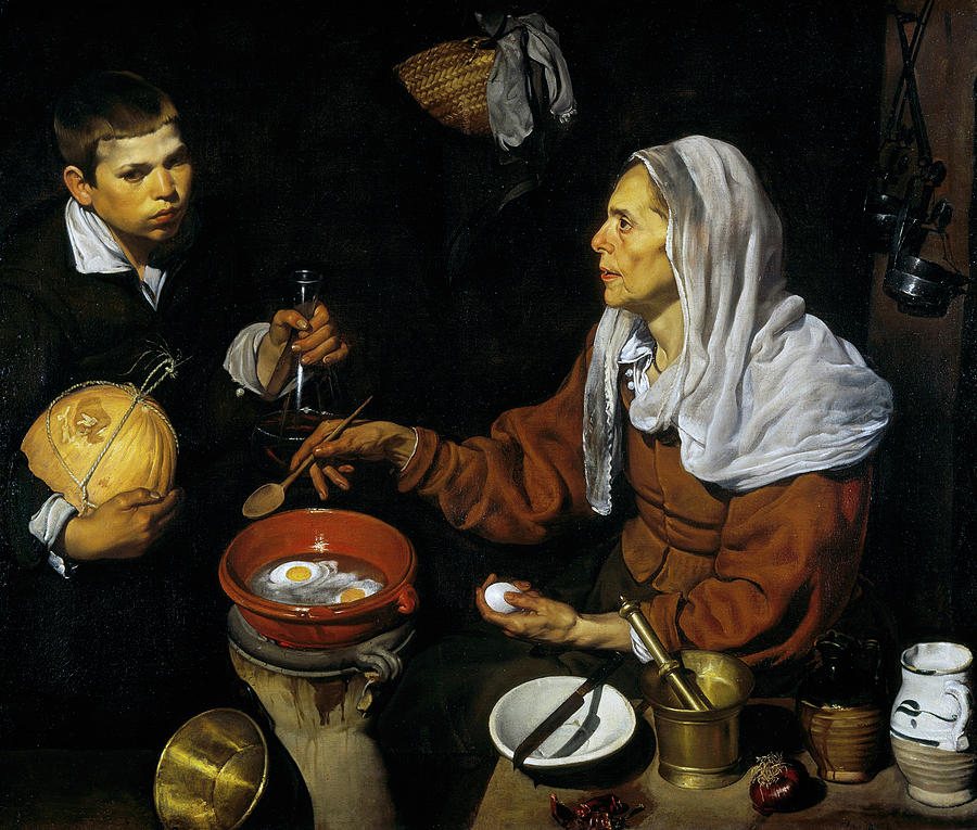 An Old Woman Cooking Eggs Painting by Diego Velazquez - Fine Art America