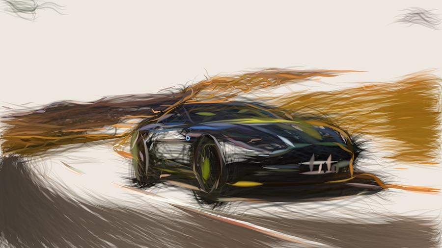Aston Martin DB11 AMR Drawing #5 Digital Art by CarsToon Concept
