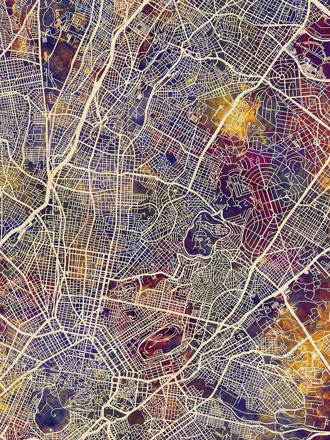 Athens Greece City Map #4 Digital Art by Michael Tompsett