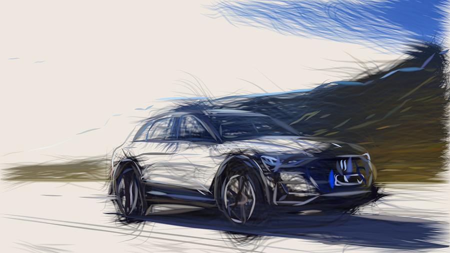 Audi E Tron Drawing #5 Digital Art by CarsToon Concept