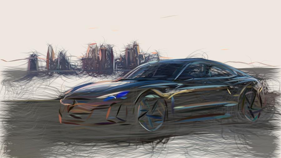 Audi E Tron GT Drawing #5 Digital Art by CarsToon Concept