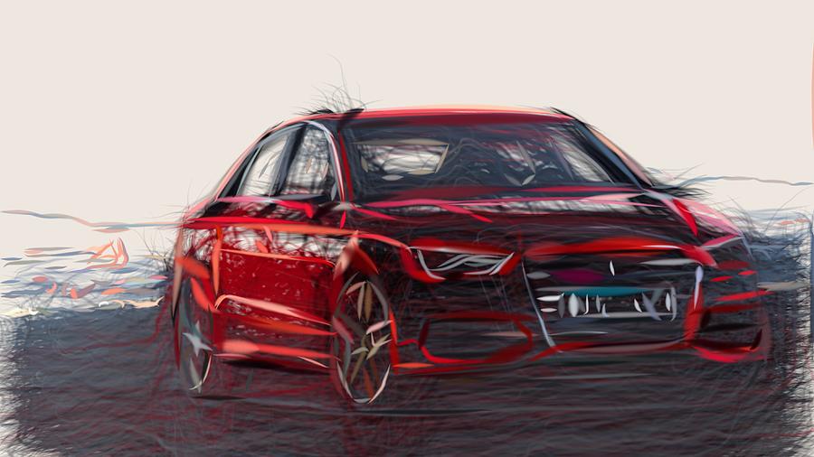 Audi S3 Sedan Drawing #5 Digital Art by CarsToon Concept