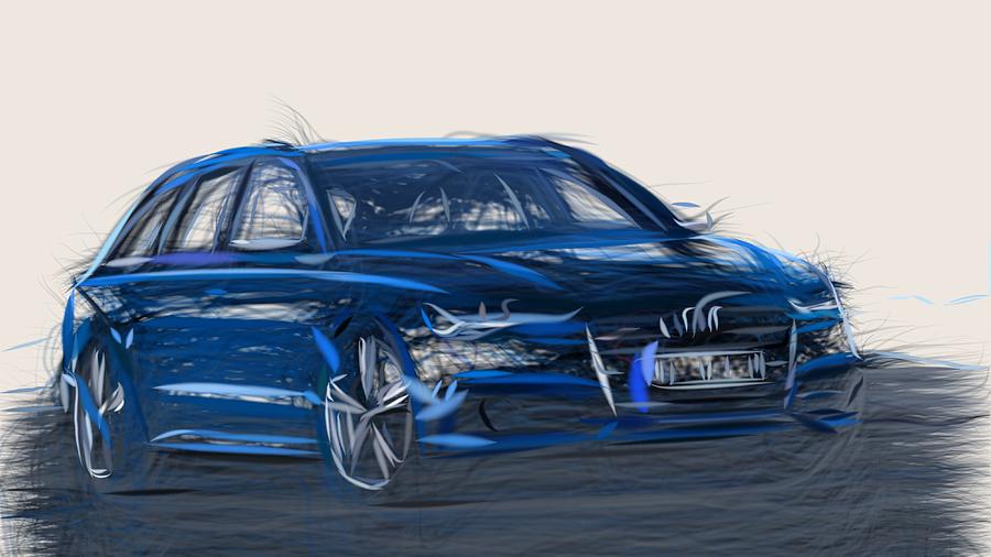 Audi S6 Drawing #27 Digital Art by CarsToon Concept
