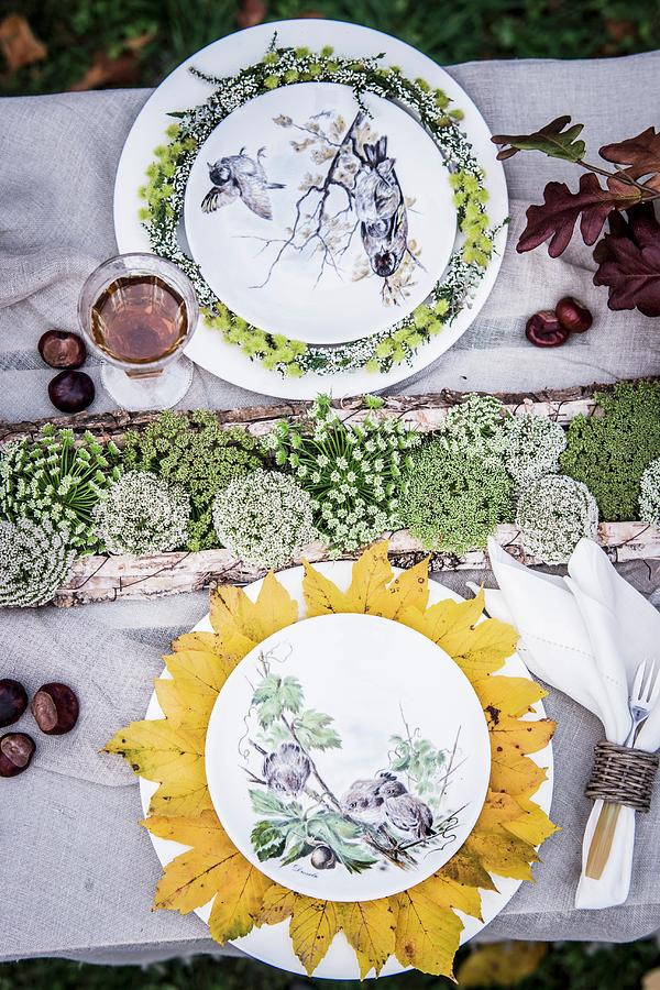 Autumnal Arrangement Of Natural Decorations On Set Table #4 Photograph by Bildhbsch