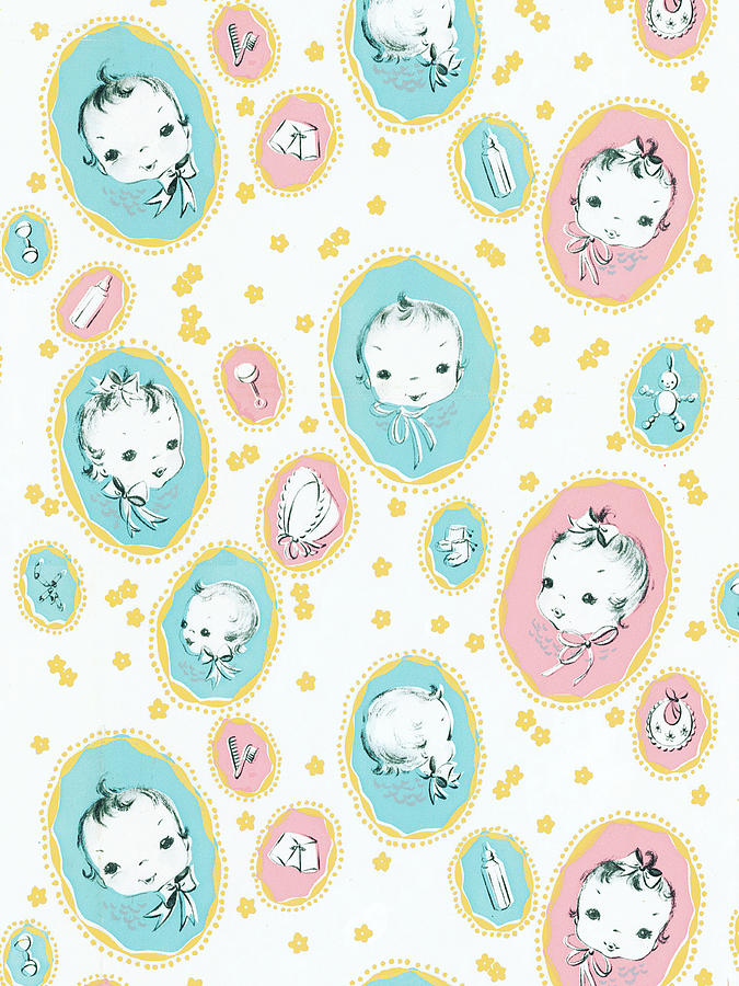 Vintage Drawing - Baby pattern #4 by CSA Images