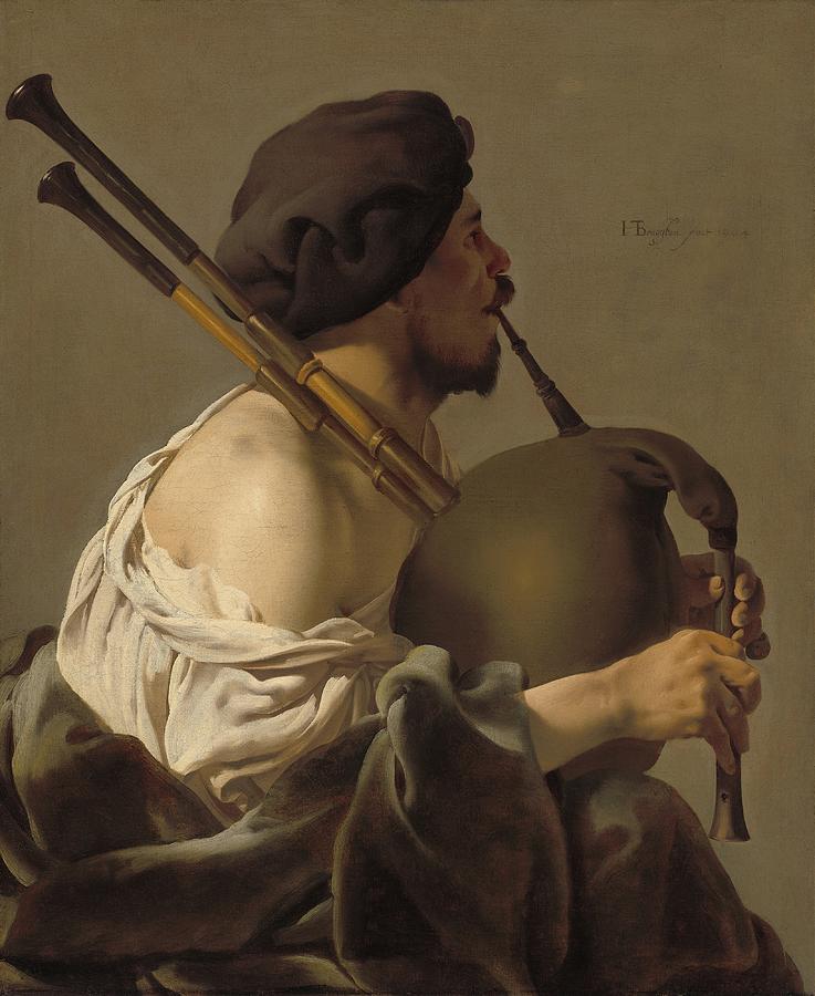 Musician Painting - Bagpipe Player by Hendrick Ter Brugghen