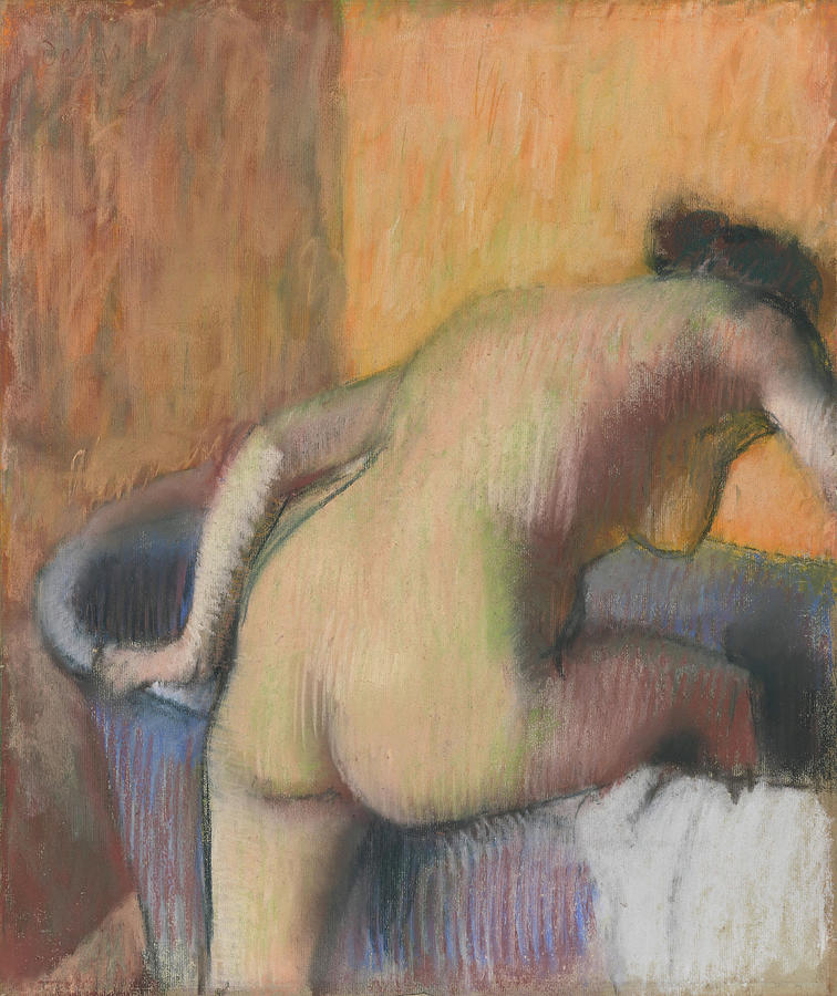 Bather Stepping into a Tub. #4 Painting by Edgar Degas