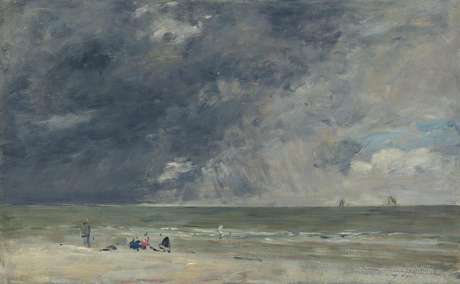 Eugene Boudin Painting - Beach at Trouville #4 by Eugene Boudin