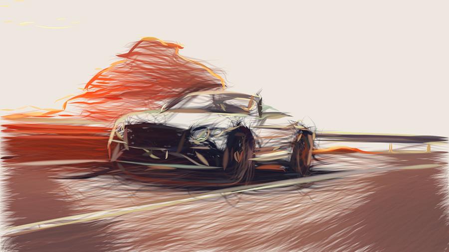 Bentley Continental GT Convertible Drawing #5 Digital Art by CarsToon Concept
