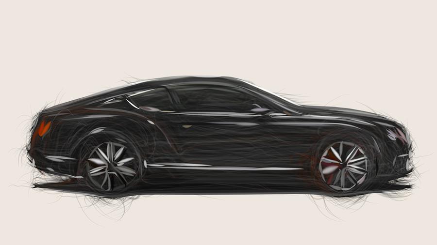 Bentley Continental GT Speed Drawing #5 Digital Art by CarsToon Concept
