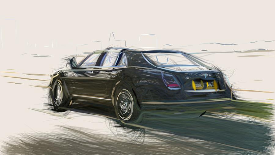 Bentley Mulsanne Speed Drawing #5 Digital Art by CarsToon Concept
