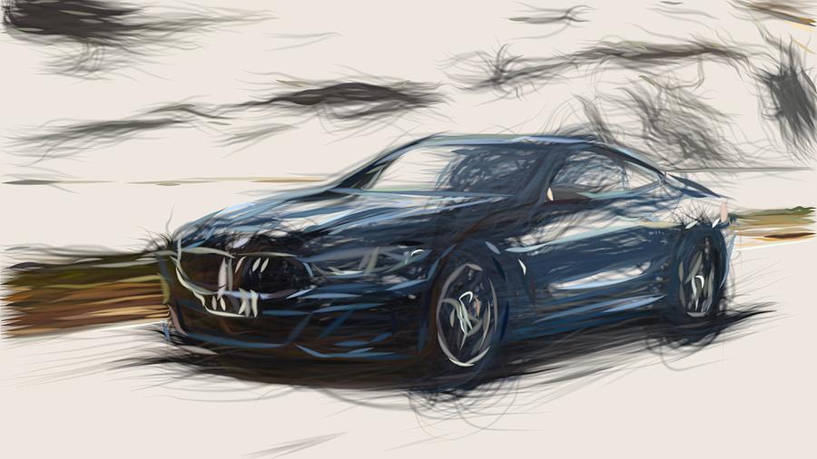 BMW 8 Series Coupe Drawing #5 Digital Art by CarsToon Concept
