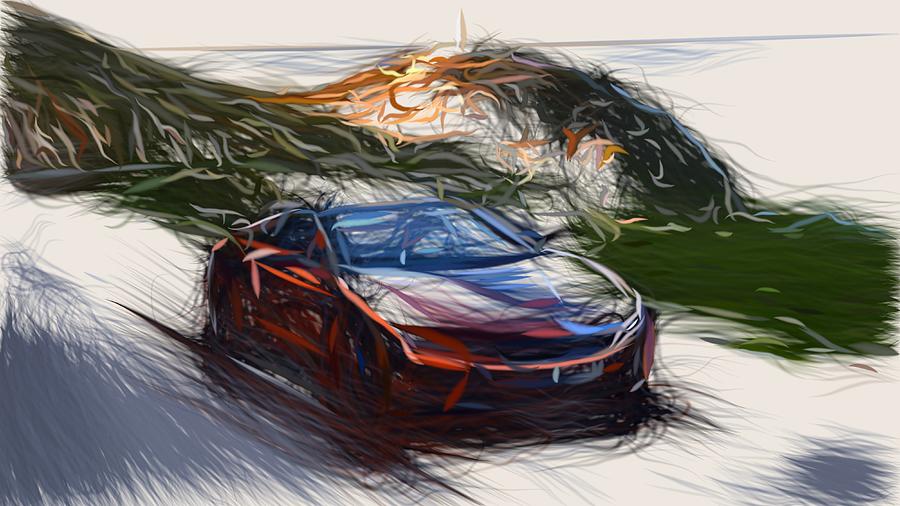 BMW i8 Roadster Drawing #5 Digital Art by CarsToon Concept