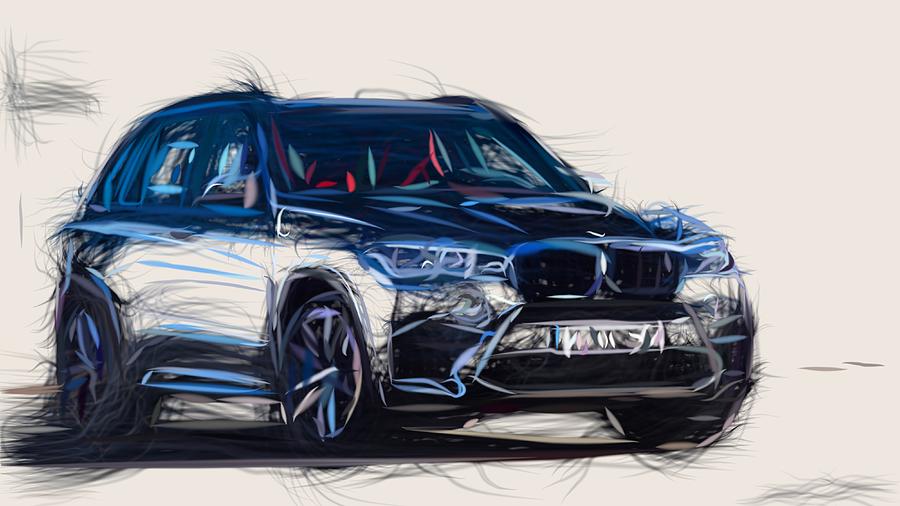 BMW X5 M Draw #5 Digital Art by CarsToon Concept