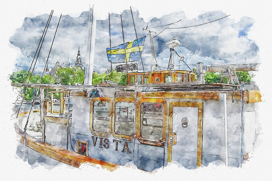 Summer Digital Art - Boat #watercolor #sketch #boat #water #4 by TintoDesigns