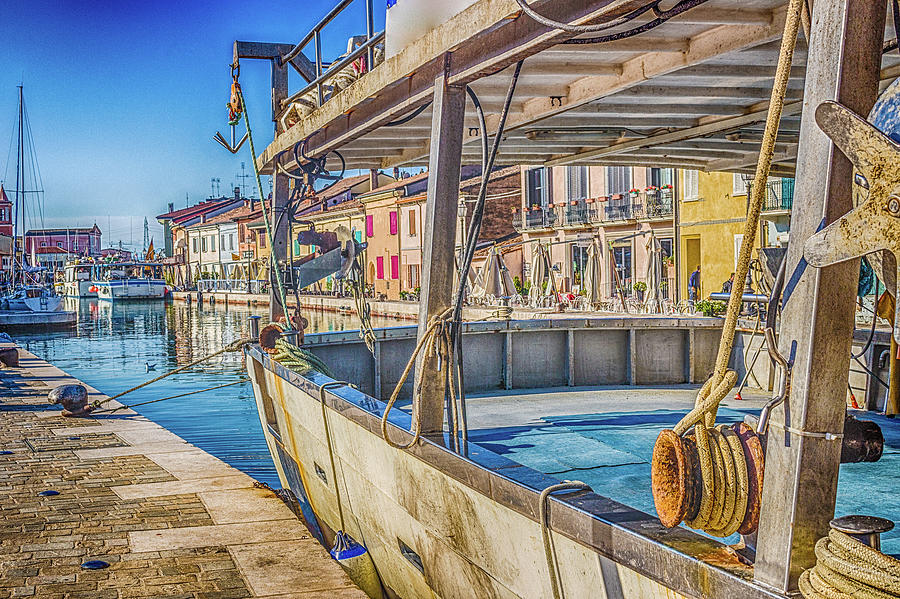 boats on Italian Canal Port #4 Photograph by Vivida Photo PC