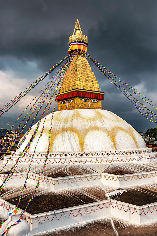 Boudha, bodhnath or Boudhanath stupa with prayer flags, the bigg #4 Photograph by Marek Poplawski