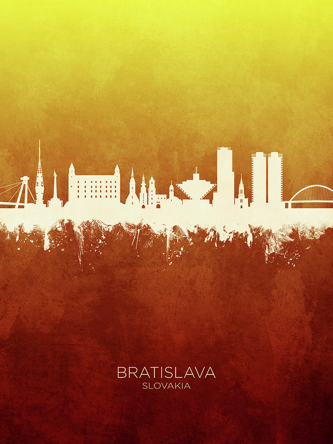Bratislava Slovakia Skyline #4 Digital Art by Michael Tompsett