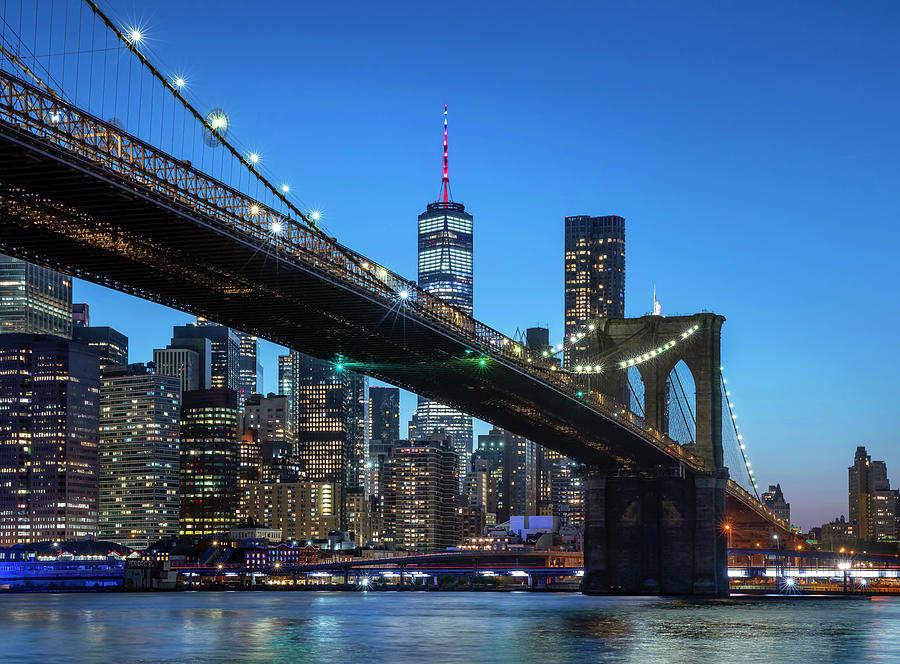 Brooklyn Bridge & Skyline, Nyc #4 Digital Art by Claudia Uripos