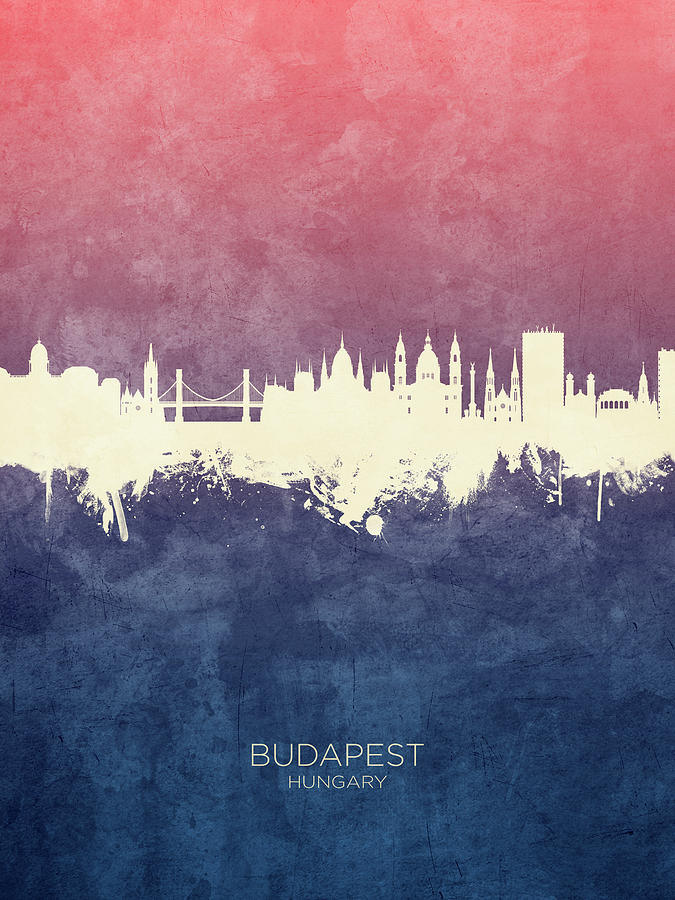 Skyline Digital Art - Budapest Hungary Skyline #4 by Michael Tompsett