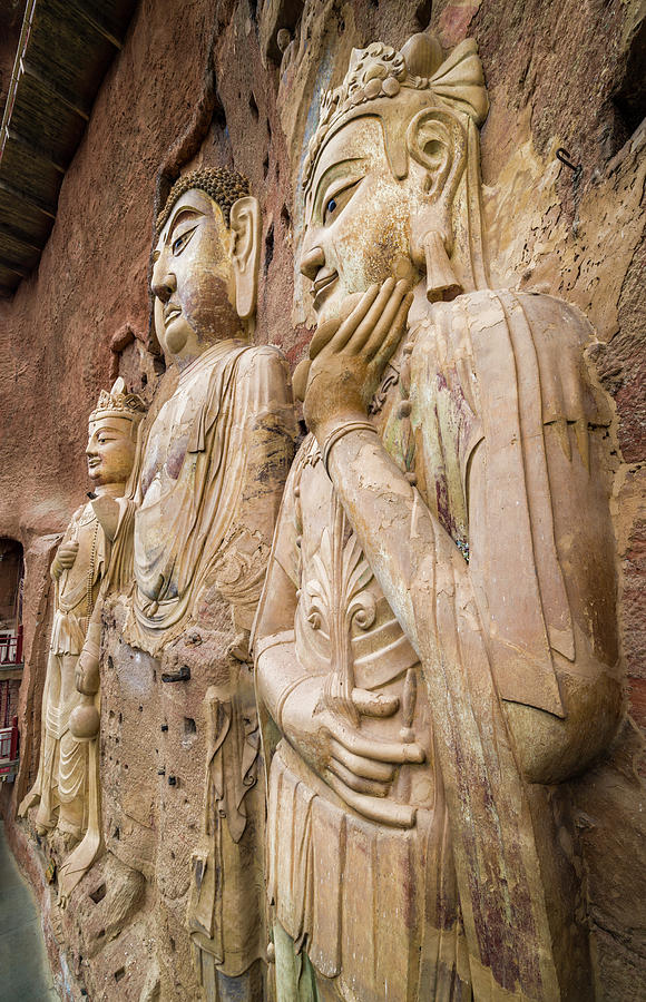 Buddha and Bodhisattvas Maijishan Grottoes Tianshui Gansu China #4 Photograph by Adam Rainoff