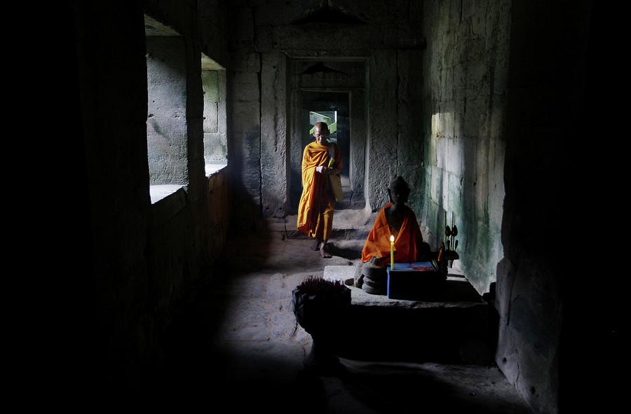 Buddhist Monk At Angkor Wat Temple #4 Photograph by Timothy Allen