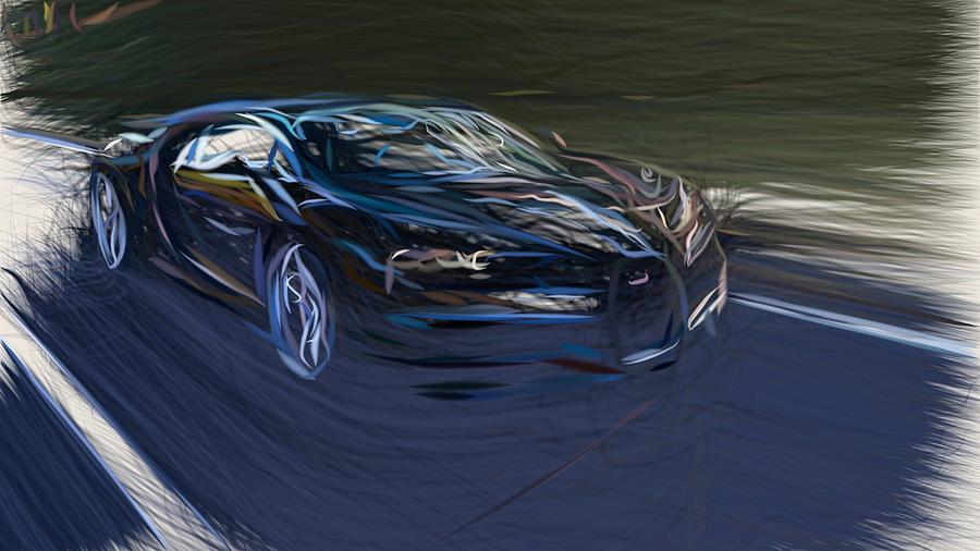 Bugatti Chiron Drawing #5 Digital Art by CarsToon Concept