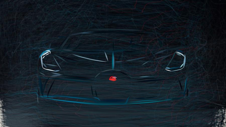 Bugatti Divo Drawing #5 Digital Art by CarsToon Concept