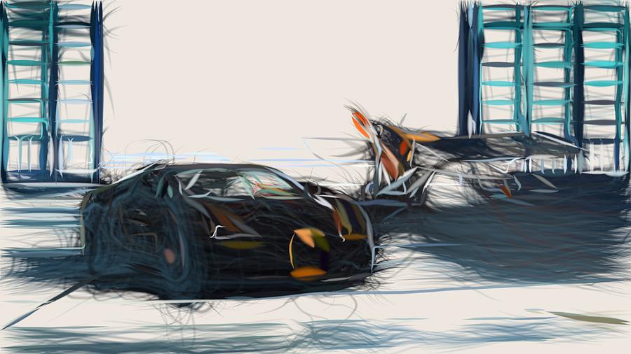 Bugatti Veyron Black Bess Drawing #5 Digital Art by CarsToon Concept