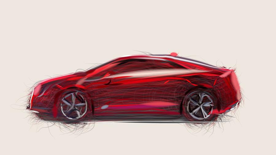 Cadillac ELR Draw #5 Digital Art by CarsToon Concept