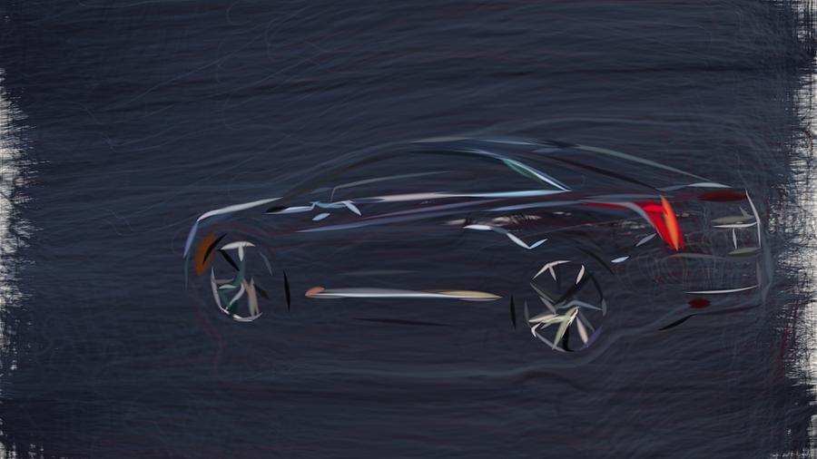 Cadillac ELR Drawing #5 Digital Art by CarsToon Concept