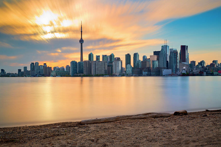 Canada, Toronto, Skyline At Sunset #4 Digital Art by Pietro Canali