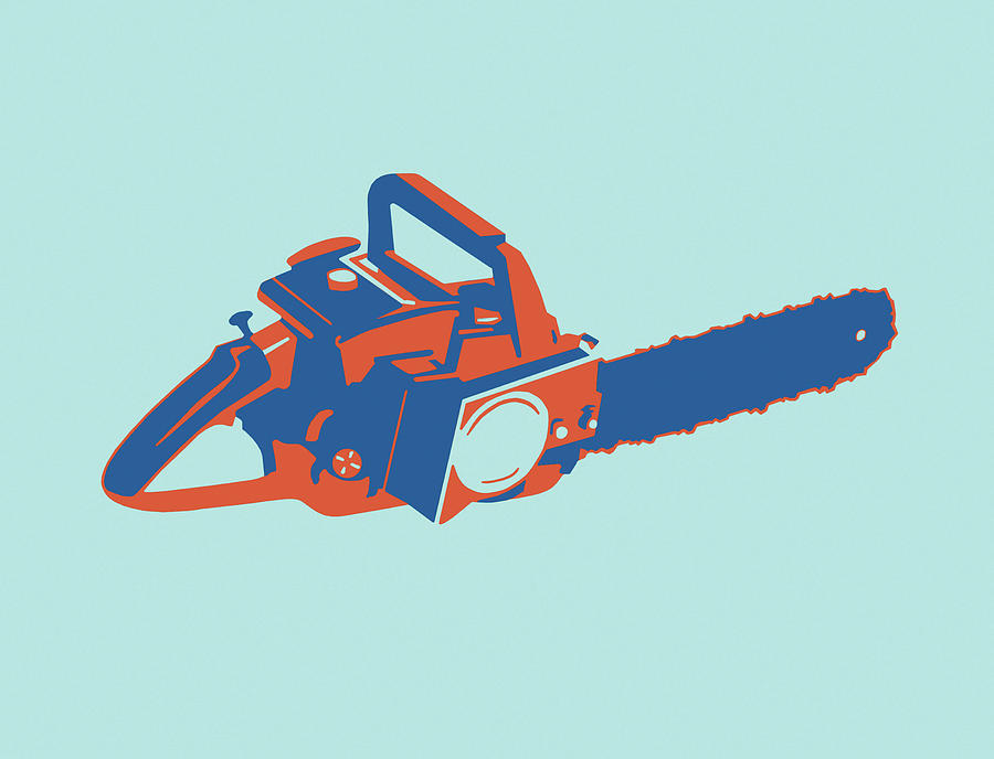 Vintage Drawing - Chainsaw #4 by CSA Images