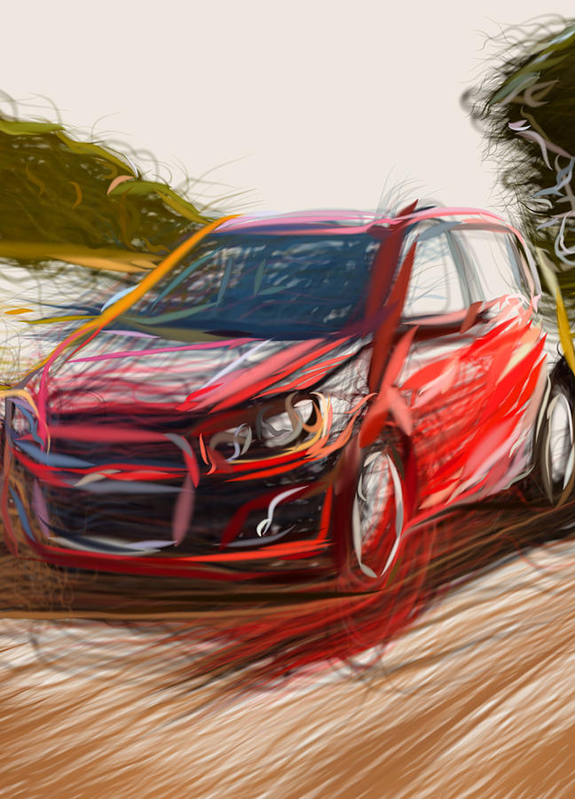 Chevrolet Sonic Z Spec Drawing #4 Digital Art by CarsToon Concept