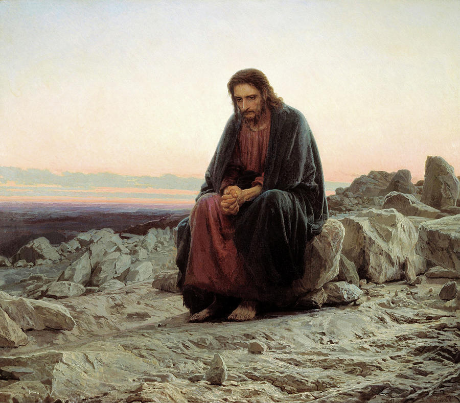 Christ in the Wilderness Painting by Ivan Kramskoy