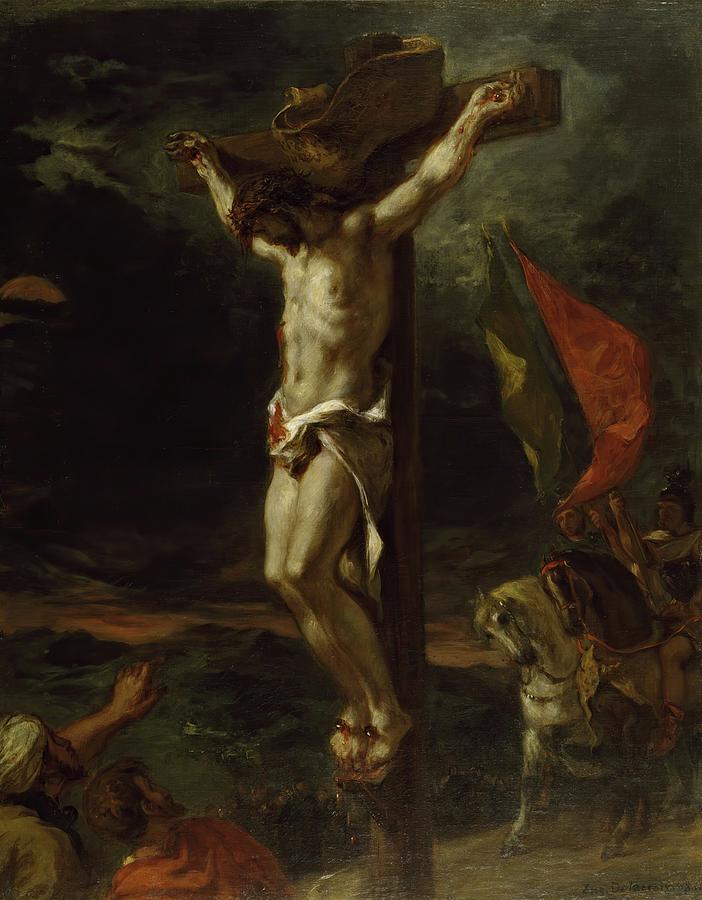 Flag Painting - Christ On The Cross by Eugene Delacroix