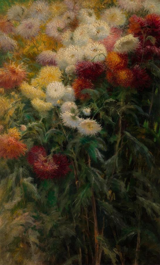 Garden Painting - Chrysanthemums In The Garden At Petit - Gennevilliers #4 by Mountain Dreams