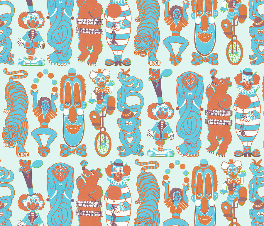 Vintage Drawing - Circus pattern #4 by CSA Images