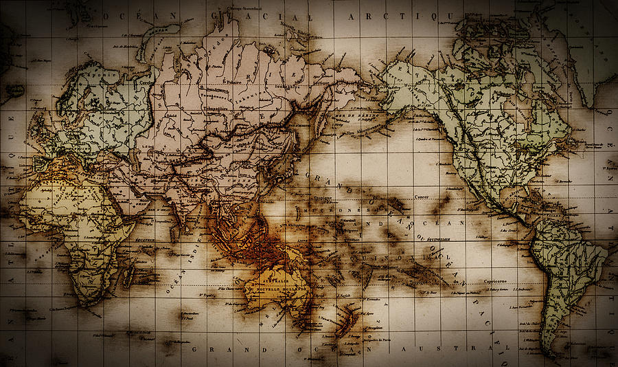 Close Up Of Antique World Map #4 Photograph by Tetra Images