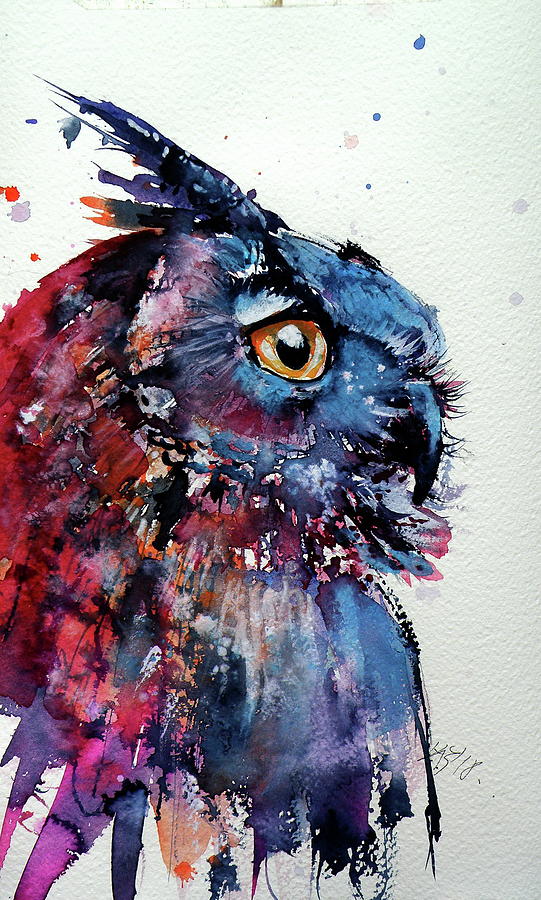 Cute owl #4 Painting by Kovacs Anna Brigitta