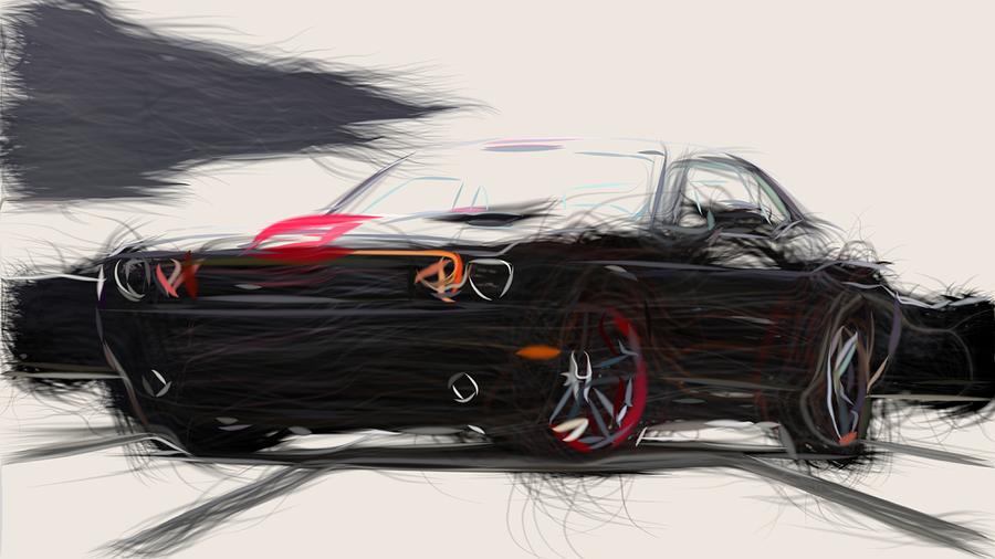 Dodge Challenger Rallye Redline Draw #4 Digital Art by CarsToon Concept