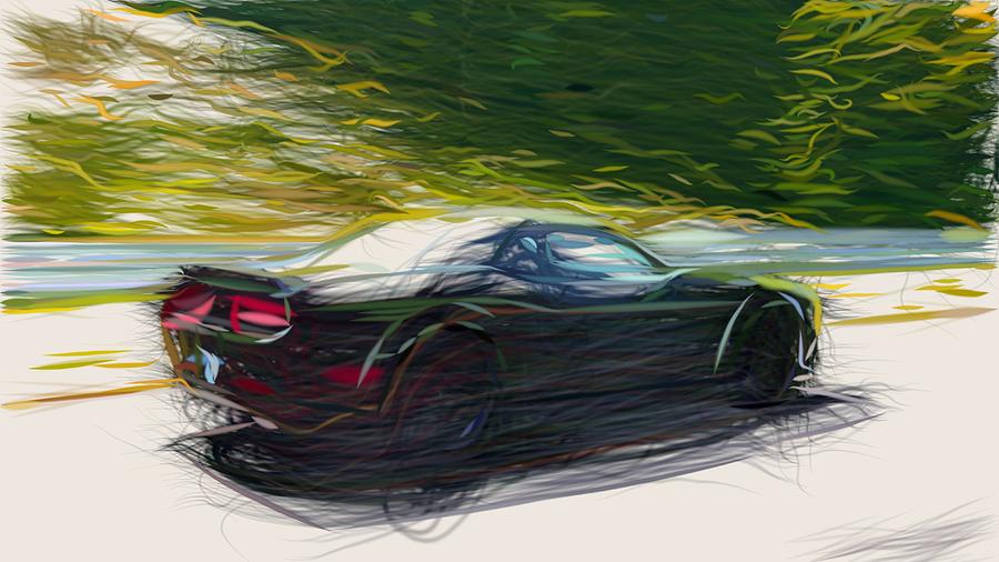 Dodge Challenger SRT Hellcat Drawing #5 Digital Art by CarsToon Concept