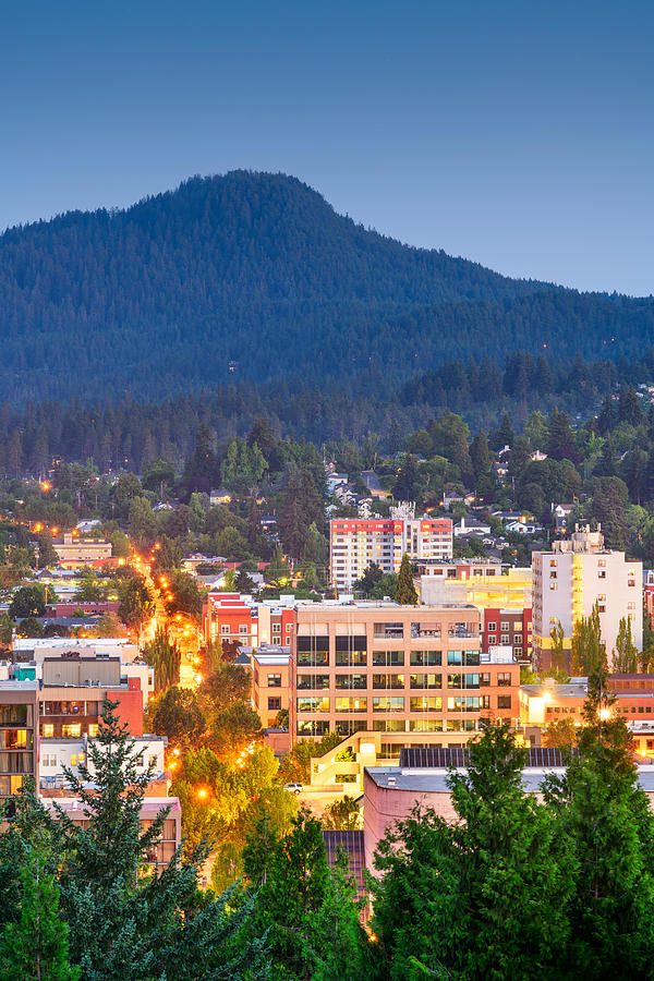 Eugene Photograph - Eugene, Oregon, Usa Downtown Cityscape #4 by Sean Pavone
