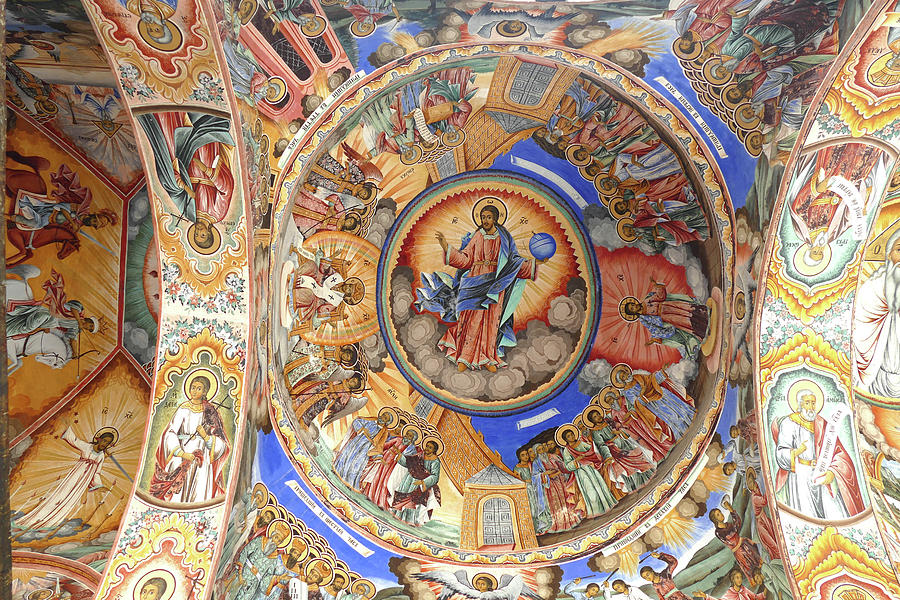 Exterior fresco paintings of bible stories  #4 Photograph by Steve Estvanik