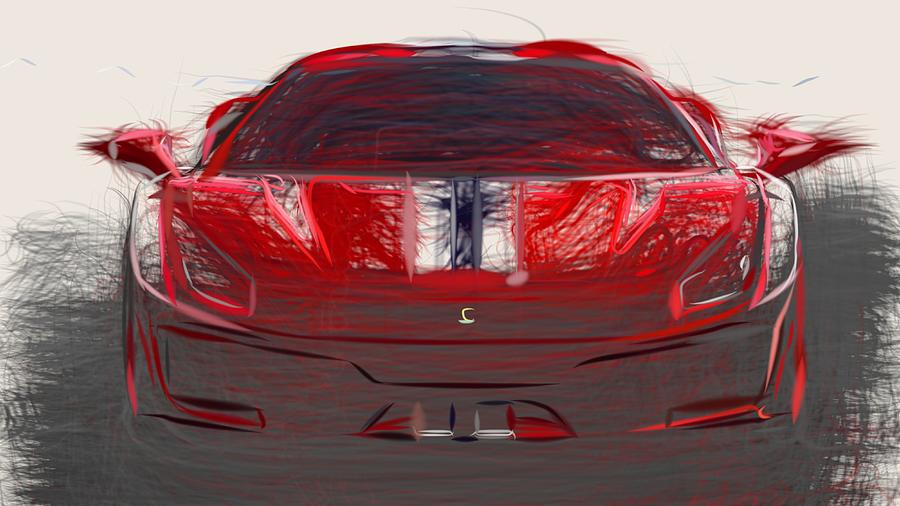 Ferrari 488 Pista Drawing #5 Digital Art by CarsToon Concept