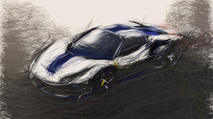 Ferrari 488 Pista Spider Drawing #8 Digital Art by CarsToon Concept