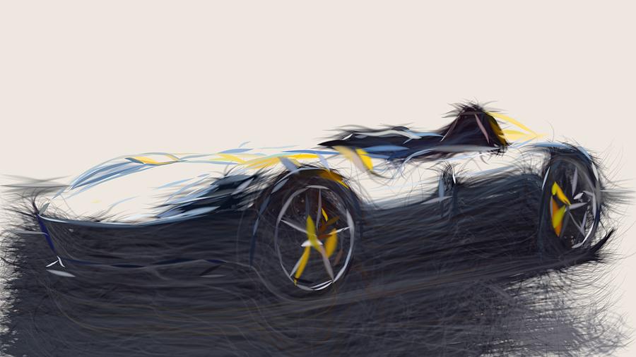 Ferrari Monza SP1 Drawing #5 Digital Art by CarsToon Concept
